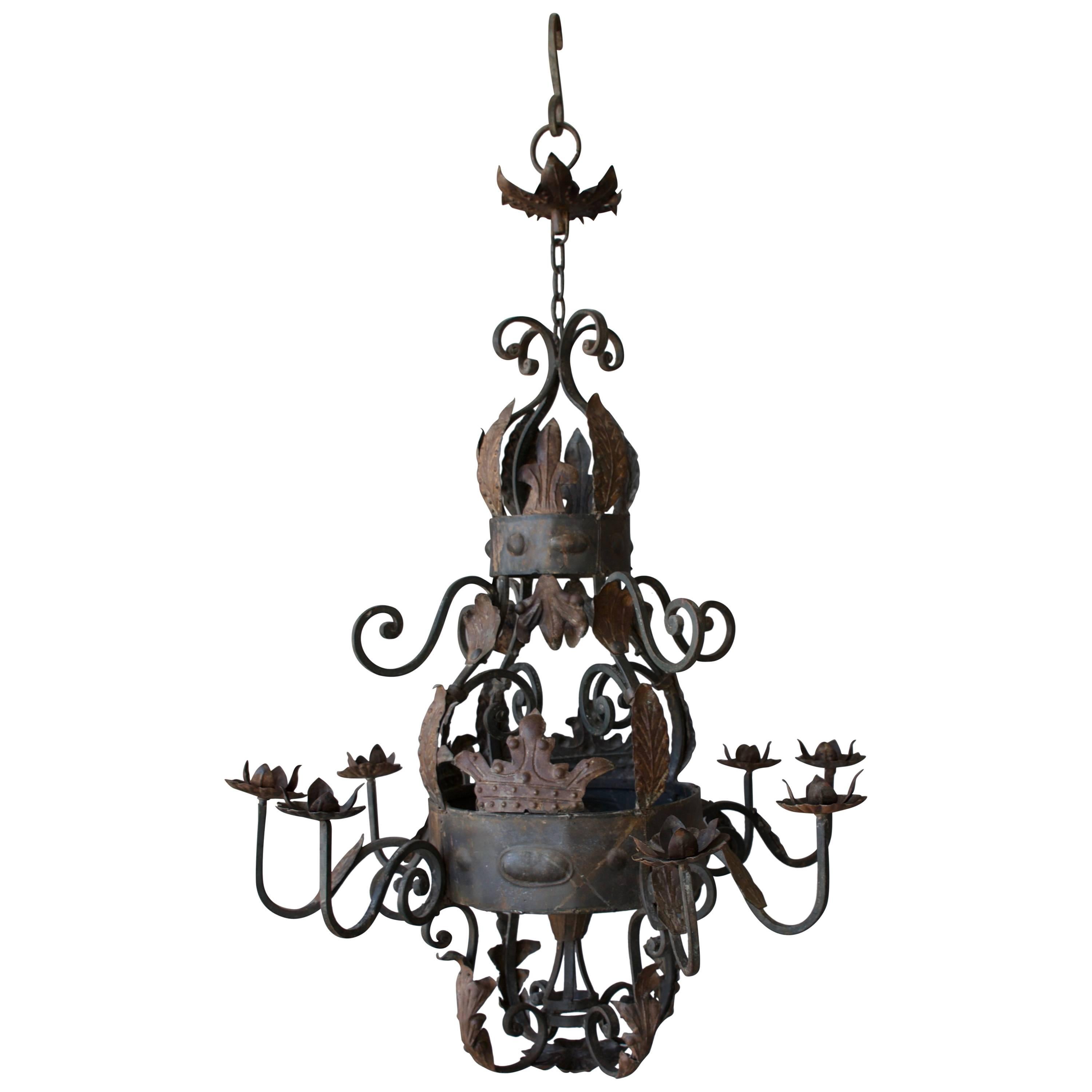 Antique French Iron Chandelier
