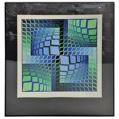 Captivating Signed Victor Vasarely Optic Art Lithograph