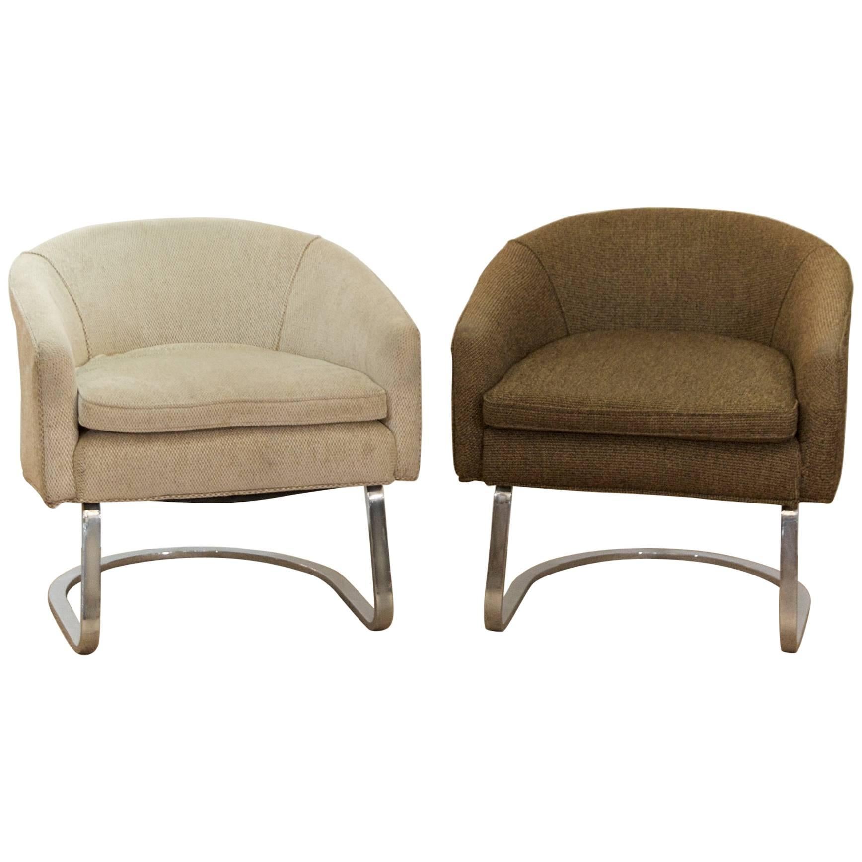 Pair of Milo Baughman Style Cantilever Chairs For Sale