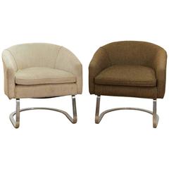 Pair of Milo Baughman Style Cantilever Chairs