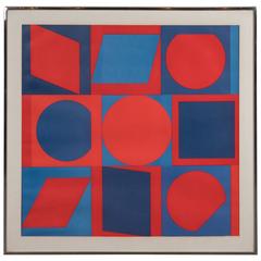 Striking Geometric Op-Art Lithograph by Victor Vasarely