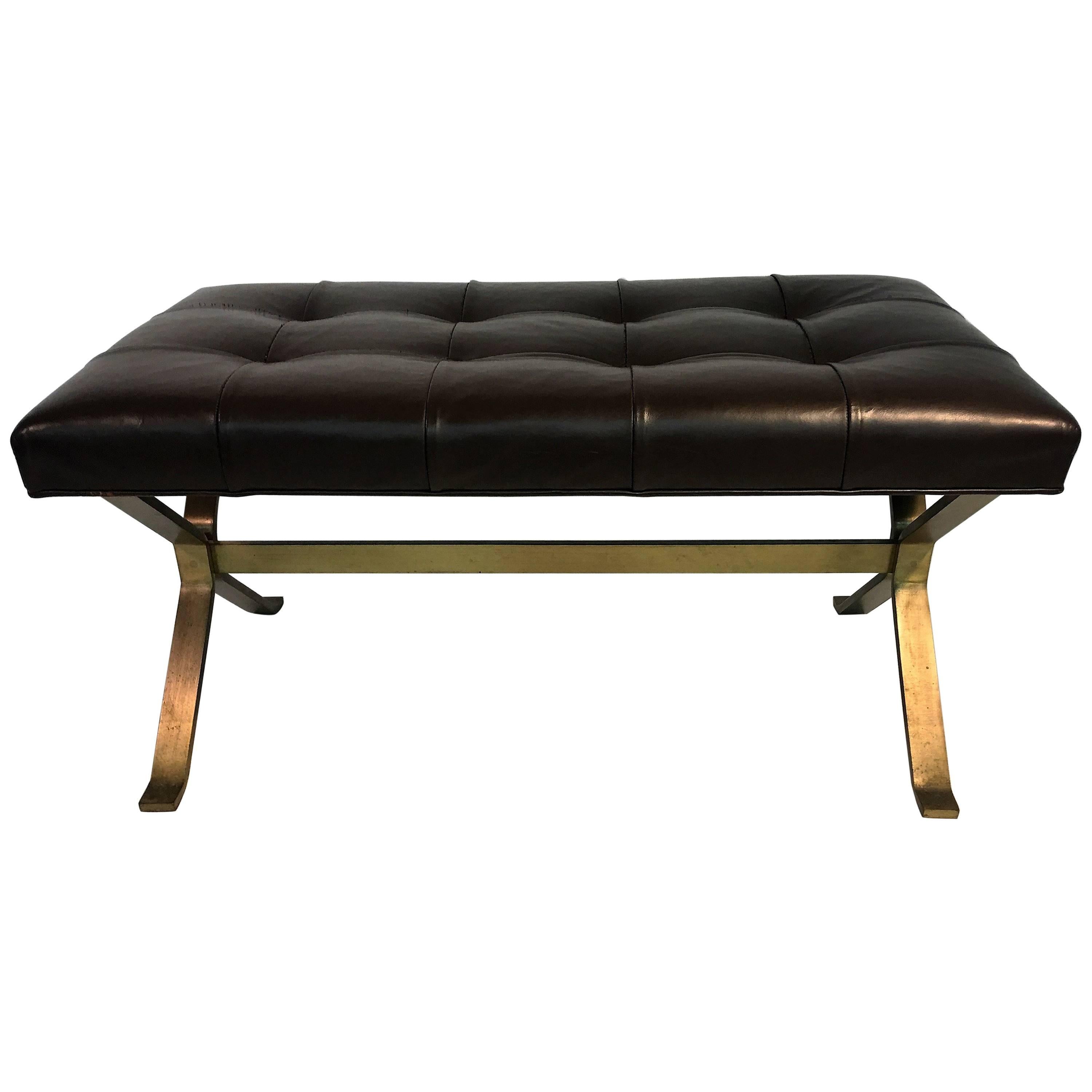 Stunning Modernist Bronze X-Base Bench Attributed to Osvaldo Borsani For Sale