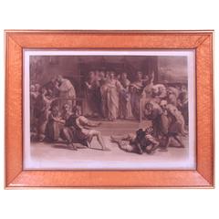 Death of Ananias after Raphael in a Period Parcel-Gilt Birdseye Maple Frame