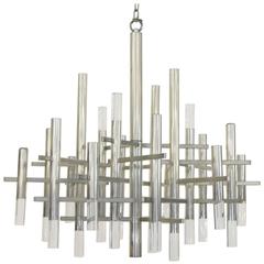 Chrome and Lucite Modernist Sciolari Chandelier 5