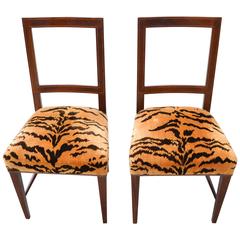 Biedermeier Slipper Chairs in Tiger Silk Velvet