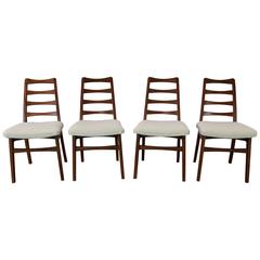 Rosewood Ladderback Dining Chairs Vintage Mid-Century Modern Set of Four