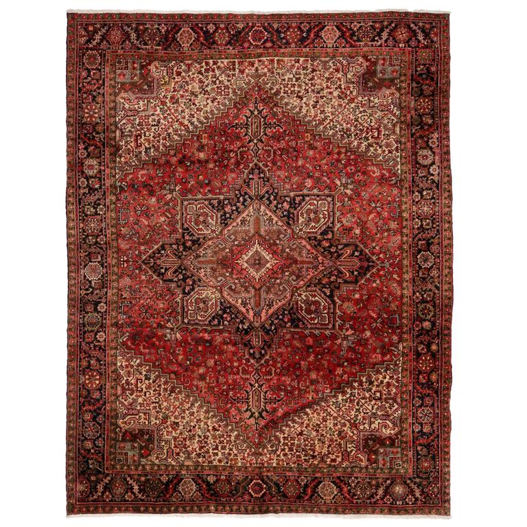 Vintage Persian Heriz Rug with MidCentury Modern Style For Sale at 1stdibs