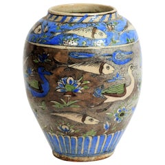 19th Century Iznik Vase with a Fish Decor