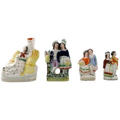19th Century, Staffordshire Four Faience Figures