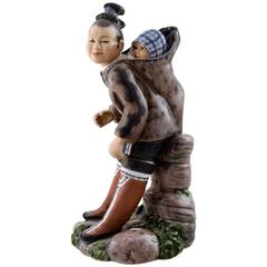 Dahl Jensen, Eskimo Woman with Child, Porcelain Figure, No. 1227