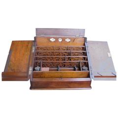 Antique Walnut Desk Top Stationary Box