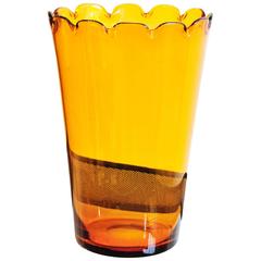 Tall Translucent Orange Glass Vase