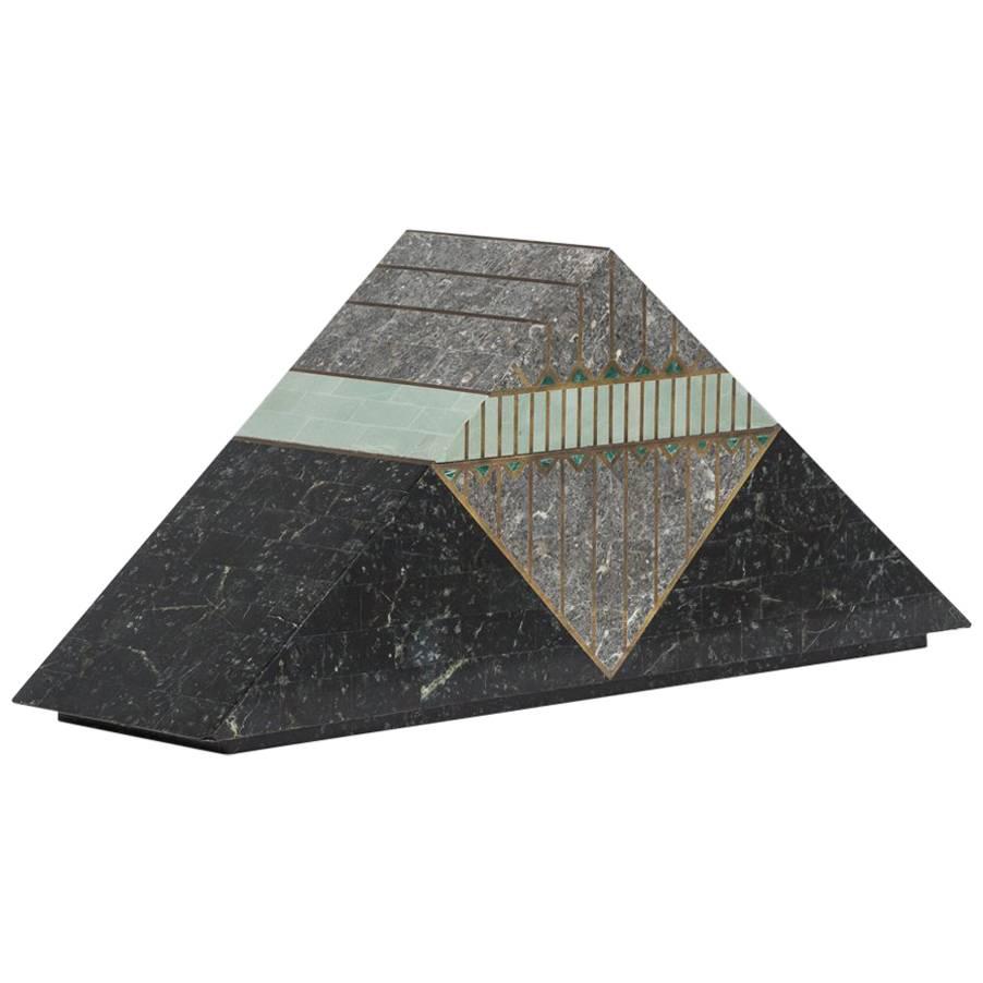 Robert Marcius for Casa Bique Designed Tessellated Stone Pyramid Box, 1980s For Sale