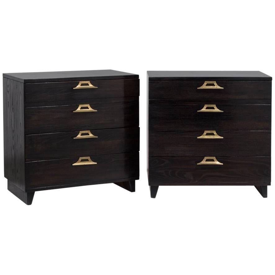 Pair of Cerused Four-Drawer Cabinets by Ficks Reed Co