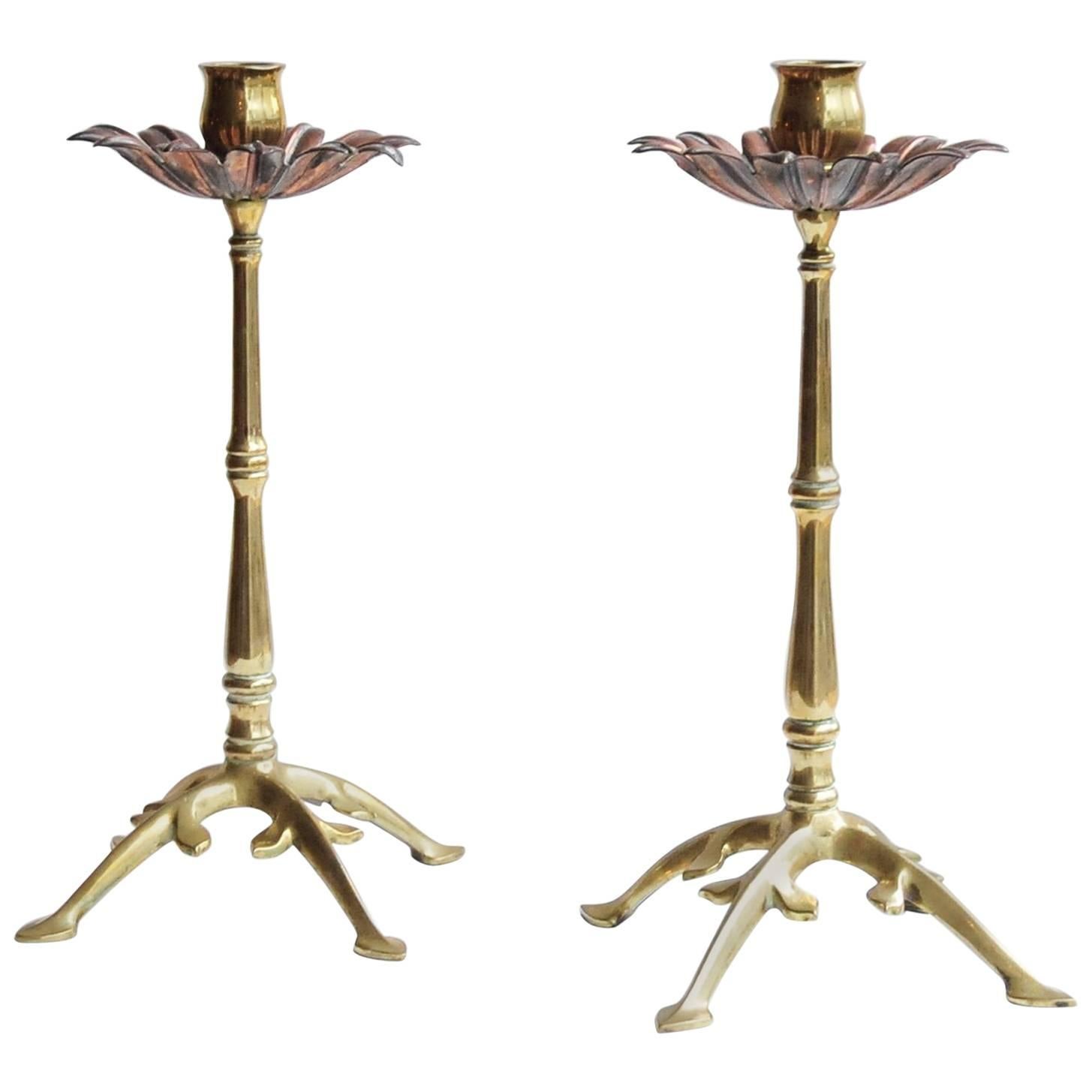 Pair of Arts & Crafts Candlesticks For Sale