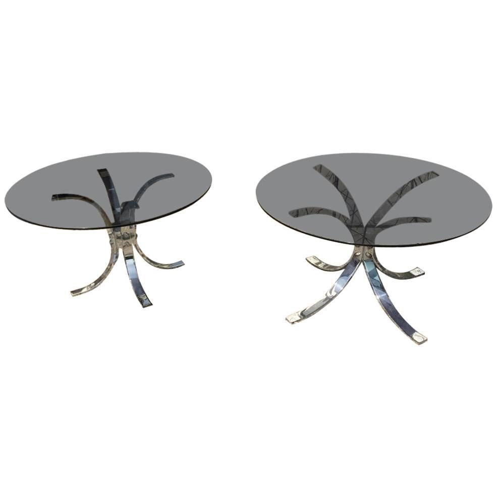 Knut Hester Attri, A Pair of Heavy Gage Modernist, 1970s Chrome Coffee Tables For Sale