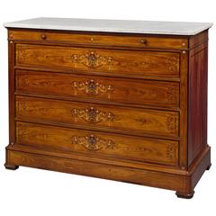 Louis-Philippe Inlaid Teak Marble-Top Commode by Durand, French, circa 1840 8