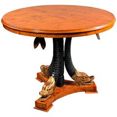 20th Century Primal Table with Carved Dolphins in the Empire Style