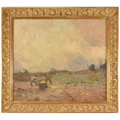 Öl auf Leinwand von William Langson Lathrop, Titel: "Holzfäller", um 1922 Öl auf Leinwand von William Langson Lathrop, Titel: "Holzfäller", um 1922