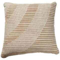 Retro African Embroidery Pillow, Ivory and Oatmeal Color