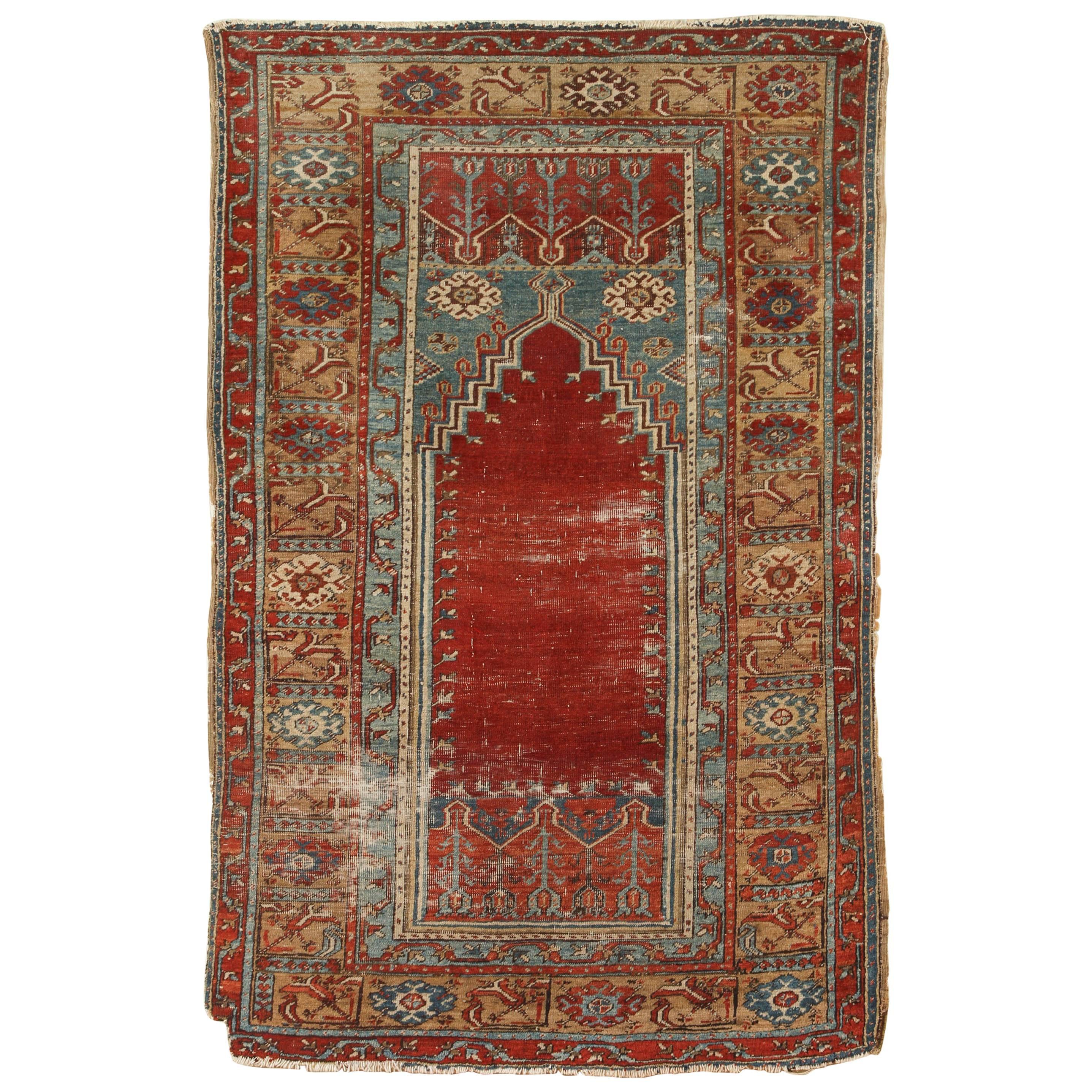 Antique Turkish Mudjur Prayer Rug For Sale
