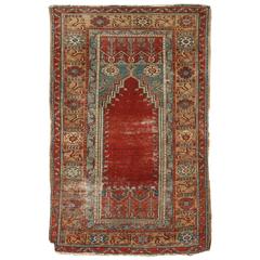 Antique Turkish Mudjur Prayer Rug