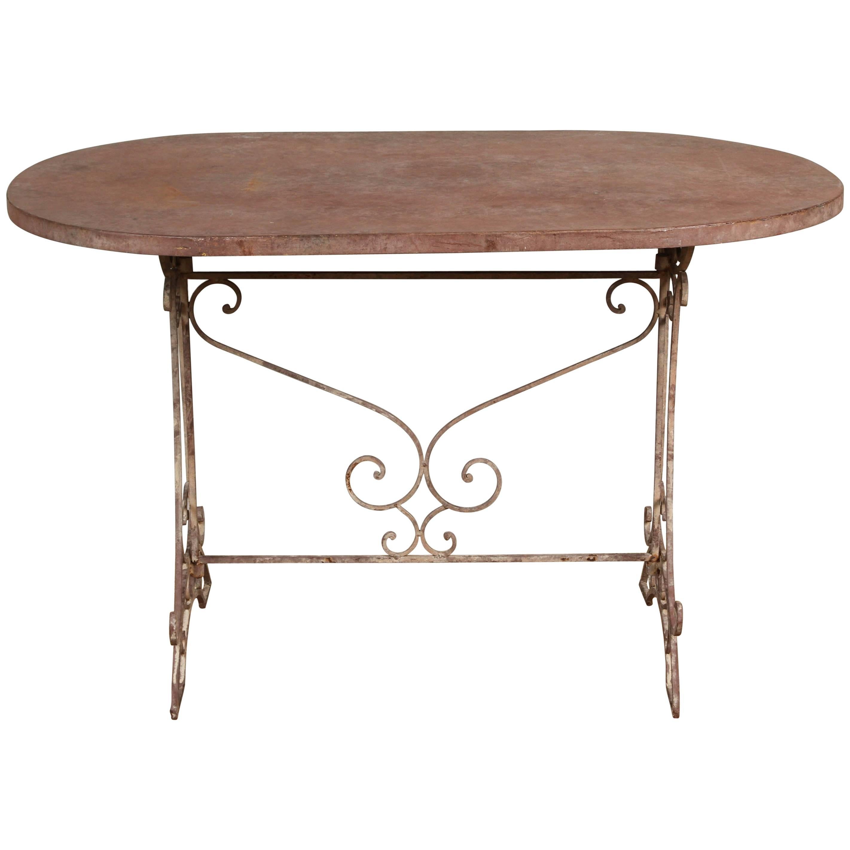 Vintage French Metal Folding Table For Sale