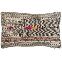 Afghani Nuristan Lumbar Pillow. Black, Ivory, Pink, Fuchia and Gold. 