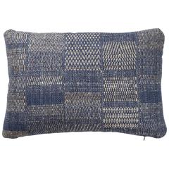 Indian Handwoven Pillow.  Blue and Beige. 