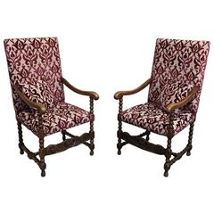 Pair of Antique French Louis XIII Armchairs 7