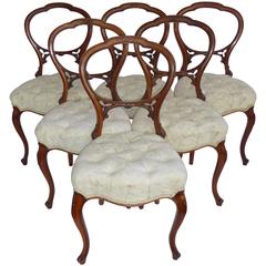 Antique Set of Six Victorian Walnut Chairs