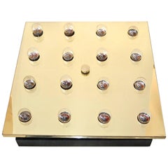 Plafoniera quadrata in ottone Lightolier con montaggio ad incasso