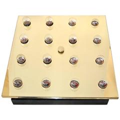 Square Brass Lightolier Flush Mount Ceiling Light 1