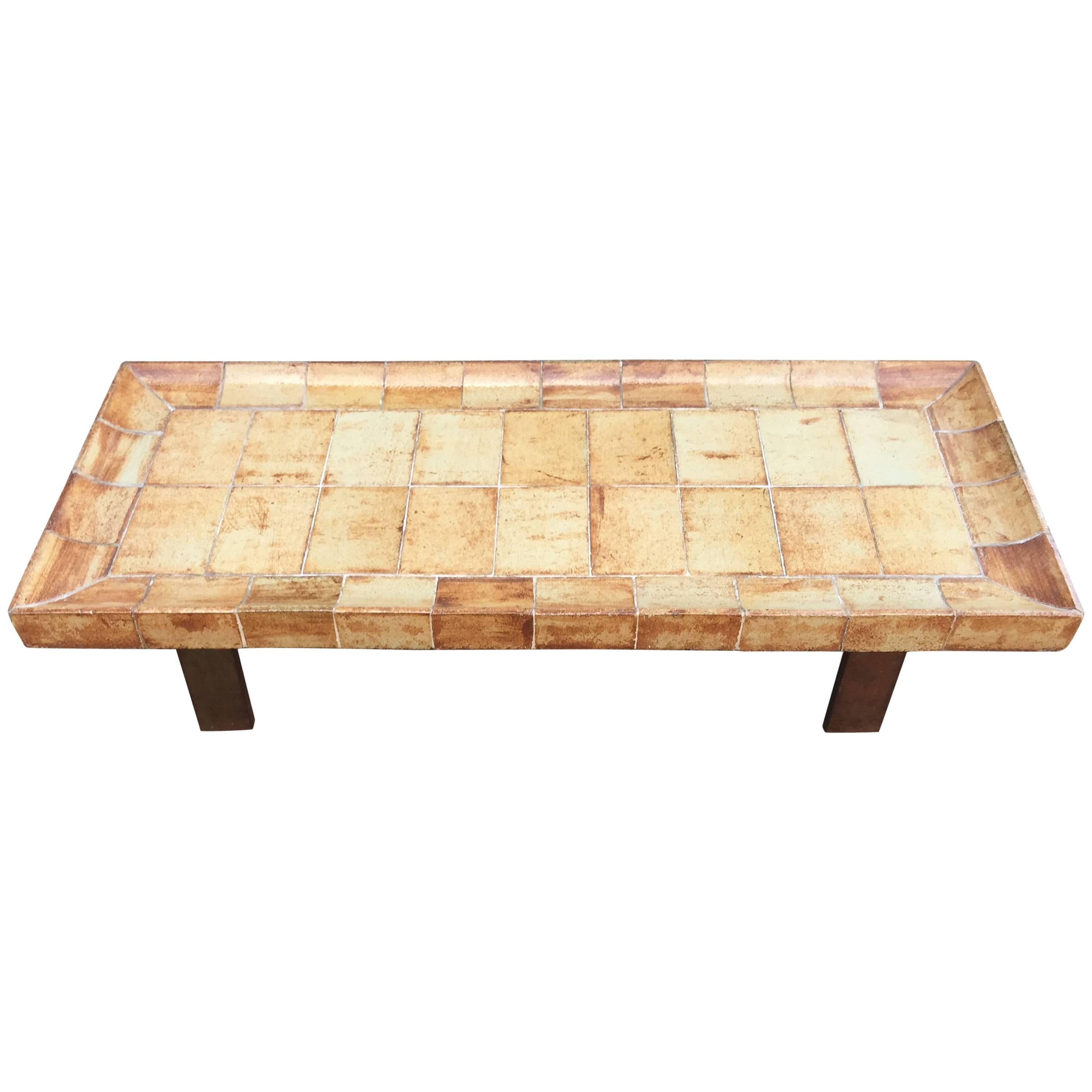 Roger Capron, Ceramic Coffee Table, Model "Cuvette" Vallauris, 1970