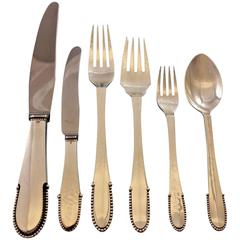 Beaded by Georg Jensen Sterling Silver Flatware Dinner Set 12 Service 74 Pieces 11