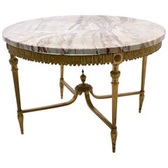 Elegant Marble and Brass Coffee Table, Italy, 1950s