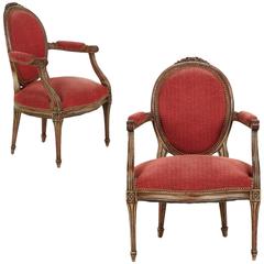 Vintage Pair of Louis XVI Style Gray Painted Fauteuil Armchairs 8
