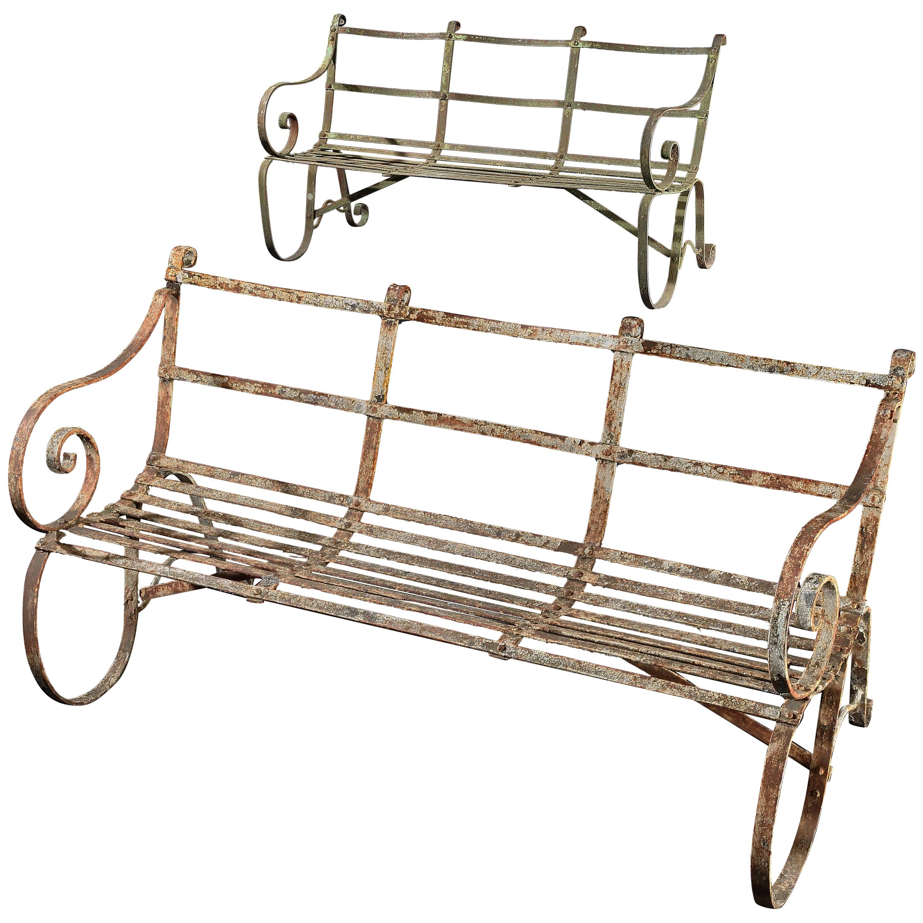 Pair of Painted Wrought Iron 'Cambridge' Garden Benches