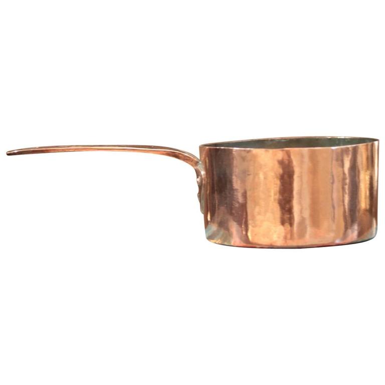 Early Hammered Copper Sauce Pan For Sale