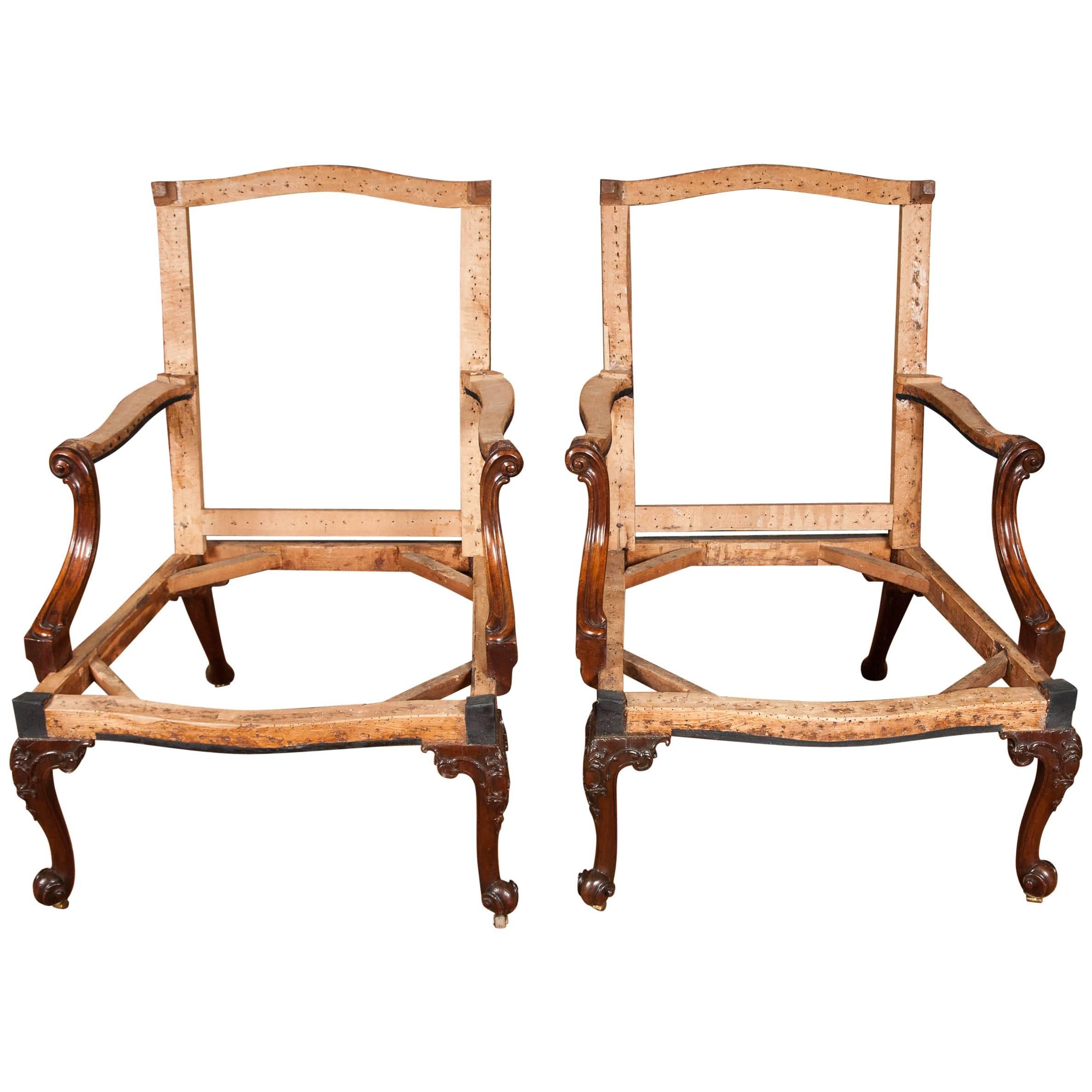 Exceptionally Fine Pair of 18th Century George III Mahogany Gainsborough Chairs