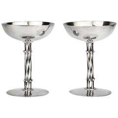 Pair of Handmade William Spratling Sterling Silver Champagne Stems or Goblets