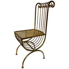 Vintage Italian Gold Guild Finish Metal Boudoir/Vanity Chair by Salvadori, 1960s