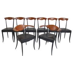 Set of Eight Sculptural Italian Klismos Dining Chairs