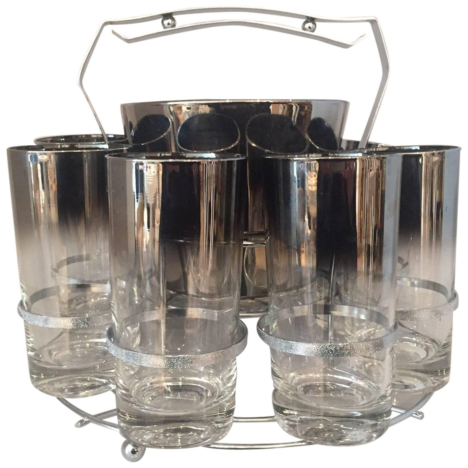 Dorothy Thorpe Set of Eight Glasses with Ice Bucket and Carrier