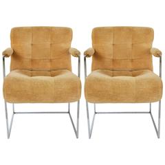 Pair of Milo Baughman for Thayer Coggin, Thin Line Chairs in Polished Chrome 7