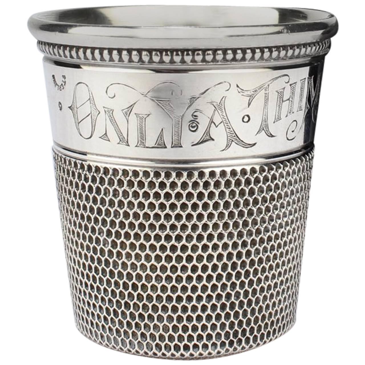 Art Deco Sterling Silver Only A Thimble Full Cocktail Measure or Shot Glass