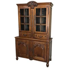 19th Century Country French Fruitwood Bookcase or Vitrine