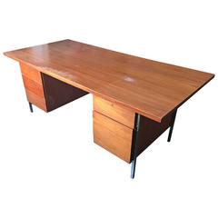 Florence Knoll Walnut Executive Desk for Knoll Associates, 1960