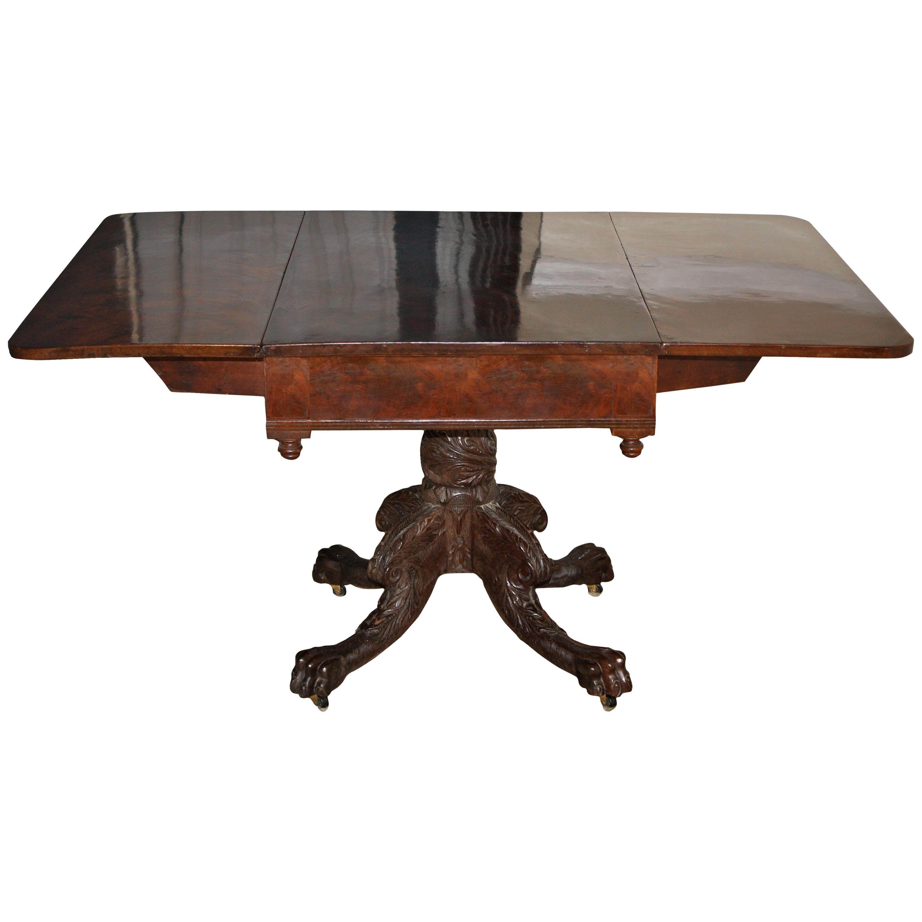 New York Classical Drop-Leaf Pedestal Table For Sale