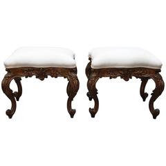 Pair of Italian 19th Century Louis XV Style Stools 11